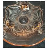 J4 - Vintage Lancaster Glass Rose Kay Footed Bowl