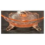 J4 - Vintage Lancaster Glass Rose Kay Footed Bowl