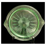 J2 - Vintage Jeanette Glass Uranium Glass Platter & Vintage Imperial Glass Twisted Optic Swirl Pattern Green Uranium Depression Plate