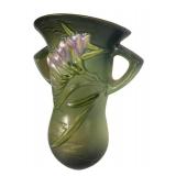 J1 - Vintage Roseville Freesia Green Double-Handled Wall Pocket