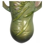 J1 - Vintage Roseville Freesia Green Double-Handled Wall Pocket