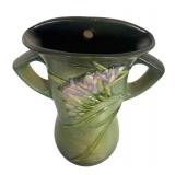J1 - Vintage Roseville Freesia Green Double-Handled Wall Pocket