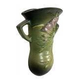 J1 - Vintage Roseville Freesia Green Double-Handled Wall Pocket