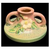 J1 - Pair of Vintage Roseville White Rose Candle Holders