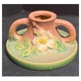 J1 - Pair of Vintage Roseville White Rose Candle Holders
