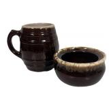 J1 - Vintage McCoy Barrel Mug and Crock Bowl