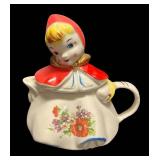 K1 - Vintage Hull Little Red Riding Hood Teapot, Creamer Pitcher and Sugar Dish
