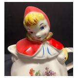 K1 - Vintage Hull Little Red Riding Hood Teapot, Creamer Pitcher and Sugar Dish