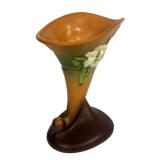 K2 - Vintage Roseville White Gardenia Cornucopia Vase