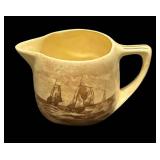 K2 - Antique Roseville Landscape Pottery Teapot, Sugar Dish and Creamer Pitcher