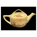 K2 - Antique Roseville Landscape Pottery Teapot, Sugar Dish and Creamer Pitcher