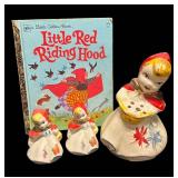 L4 - Vintage Hull Little Red Riding Hood String Dispenser, Salt/Pepper Shakers and Book