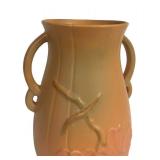 Vintage Weller Wild Rose Double Loop Handled Vase
