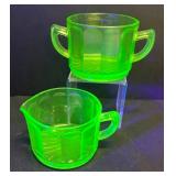 A1 - Vintage Hocking Uranium Glass Sugar Dish and Creamer