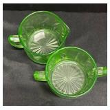 A1 - Vintage Hocking Uranium Glass Sugar Dish and Creamer