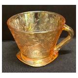 A1 - Vintage Jeanette Floragold Louisa Carnival Glass Teacups, Sugar Bowl and Creamer