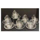 A2 - Vintage Imperial Glass Candlewick Teacups & Saucers