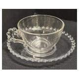 A2 - Vintage Imperial Glass Candlewick Teacups & Saucers