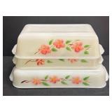 B3 - Trio of Vintage Anchor Hocking Fire King Floral Bake Dishes