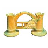 B3 - Vintage Roseville White Rose Double Vase