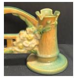 B3 - Vintage Roseville White Rose Double Vase