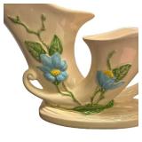 G6 - Vintage Hull Art Pottery Double Magnolia Cornucopia Vase