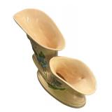 G6 - Vintage Hull Art Pottery Double Magnolia Cornucopia Vase