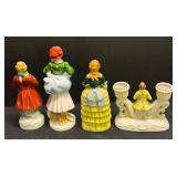 B6 - Vintage Occupied Japan Porcelain Figurines & Candle Holder