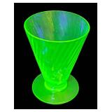 G4 - Set of Four Vintage Hawking Uranium Glass Spiral Cordial Glasses