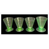 G4 - Set of Four Vintage Hawking Uranium Glass Spiral Cordial Glasses