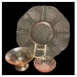 G4 - Vintage Pink Depression Glass Platter & Bowls Set
