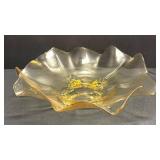 Vintage Cambridge Glass Golden Amber Footed Console Bowl