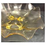 Vintage Cambridge Glass Golden Amber Footed Console Bowl