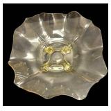 Vintage Cambridge Glass Golden Amber Footed Console Bowl