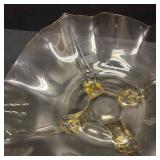 Vintage Cambridge Glass Golden Amber Footed Console Bowl