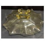 Vintage Cambridge Glass Golden Amber Footed Console Bowl