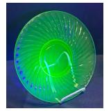 H1 - Two Hocking Uranium Glass Spiral Plates