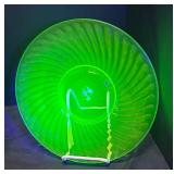 H1 - Two Hocking Uranium Glass Spiral Plates