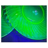 H1 - Two Hocking Uranium Glass Spiral Plates