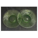 H1 - Two Hocking Uranium Glass Spiral Plates