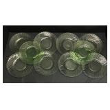 H2 - Ten Vintage Hocking Uranium Glass Plates