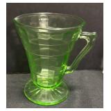 G4 - Vintage Hocking Uranium Glass Block Optic Creamer & Sugar Set