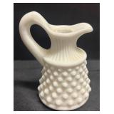 K6 - Vintage Fenton Hobnail Milk Glass Cruet, Creamer & Sugar Dish