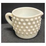 K6 - Vintage Fenton Hobnail Milk Glass Cruet, Creamer & Sugar Dish