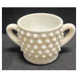 K6 - Vintage Fenton Hobnail Milk Glass Cruet, Creamer & Sugar Dish