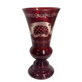 B6 - Vintage Egermann Ruby Cut Crystal Vase