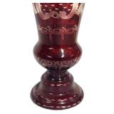 B6 - Vintage Egermann Ruby Cut Crystal Vase