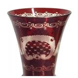 B6 - Vintage Egermann Ruby Cut Crystal Vase