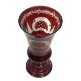 B6 - Vintage Egermann Ruby Cut Crystal Vase