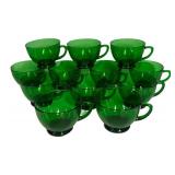 I6 - Vintage Anchor Hocking Emerald Green Punch Bowl Set